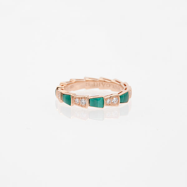 [BIJOUX]SERPENTI RING PINK GOLD MALACHITE DIAMOND 3MM