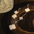 [BIJOUX]CLOVER BRACELET 5 MOTIF SILVER DIAMOND PAVED