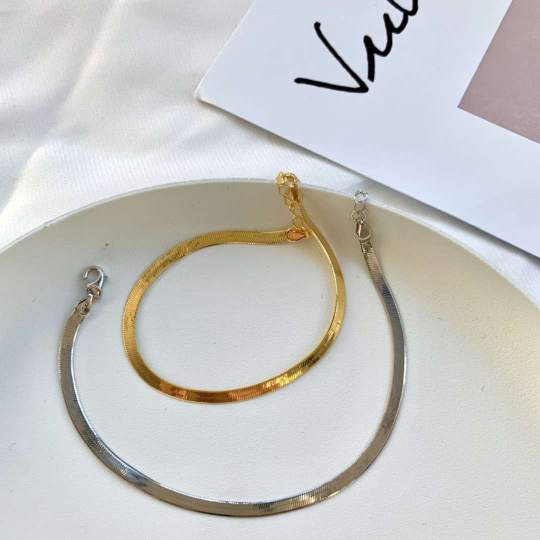 [Goodv]Flat Snake Bone Chain Blade Necklace