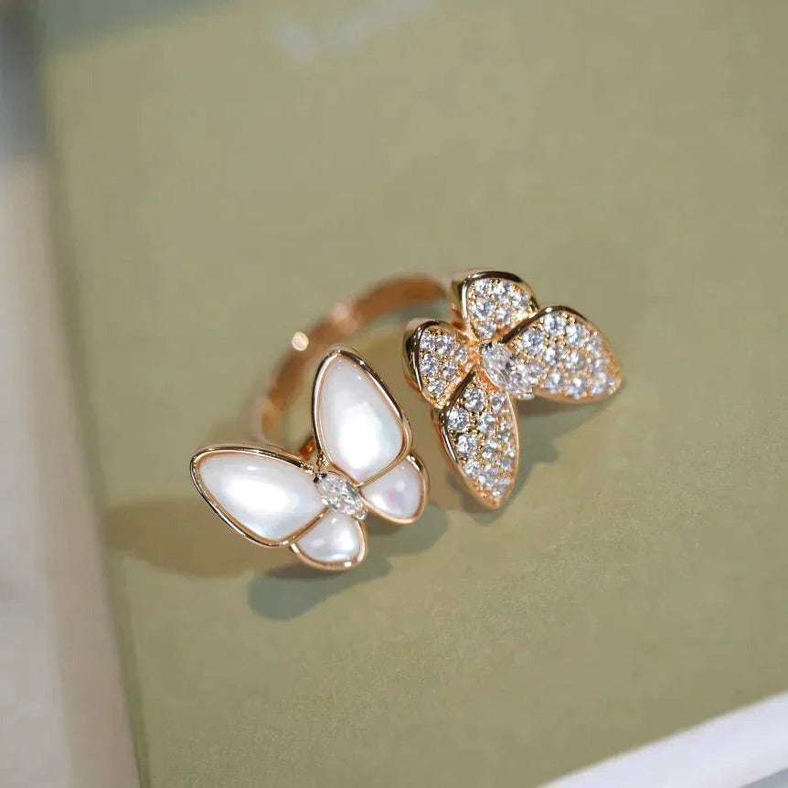 [BIJOUX]BAGUE PAPILLON DOUBLE DIAMANT