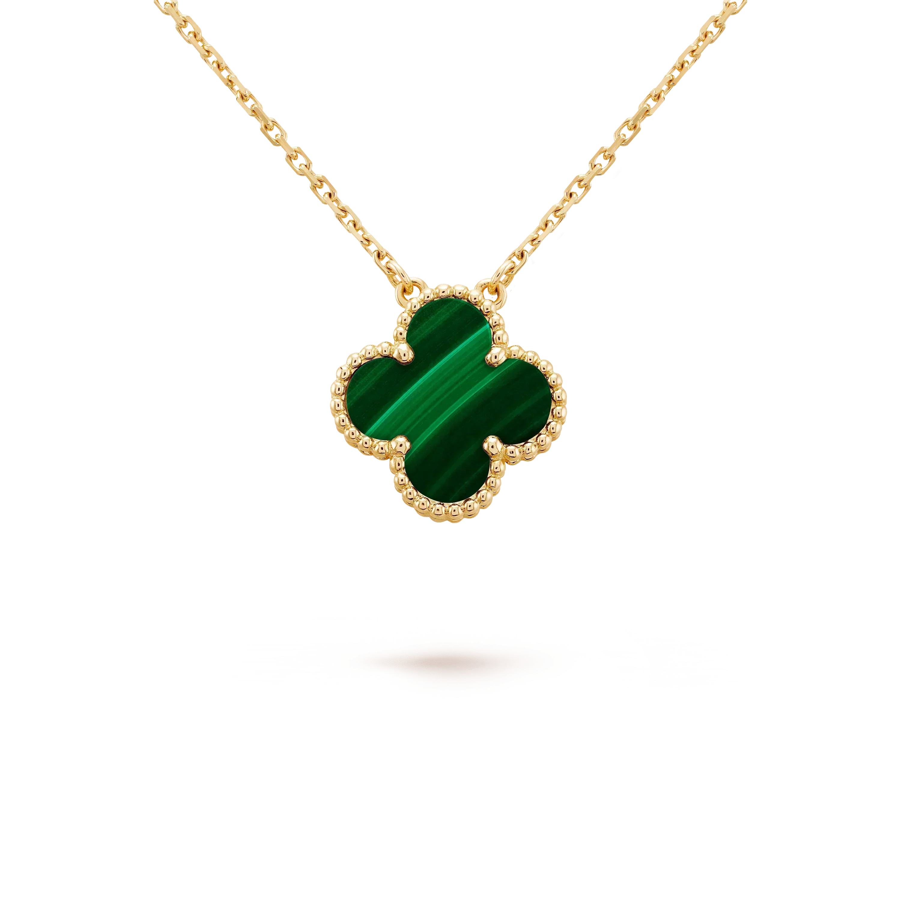 [Topon]CLOVER 15MM MALACHITE SINGLE FLOWER  NECKLACE