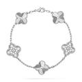 [BIJOUX]BRACELET ARGENT DIAMANT 5 MOTIFS TRÈFLE