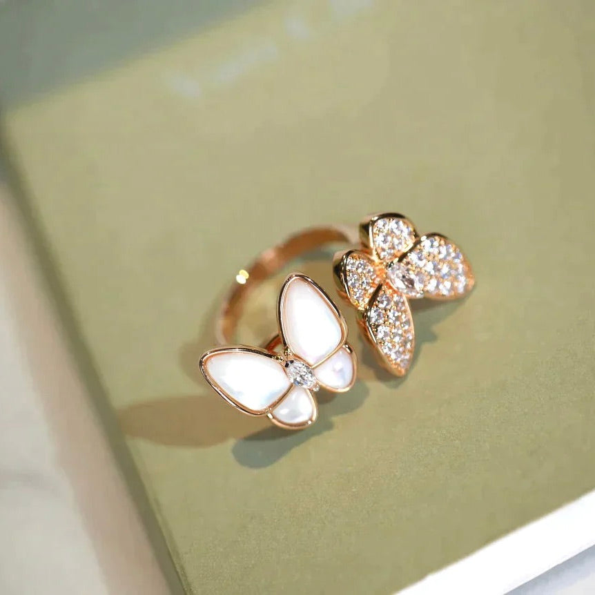 [BIJOUX]BAGUE PAPILLON DOUBLE DIAMANT