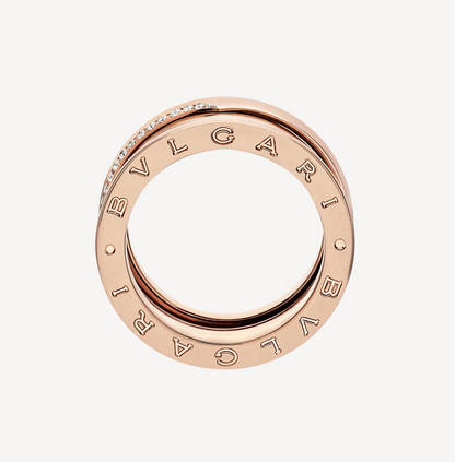 [BIJOUX]ZERO 1 THREE-BAND WITH DEMI-PAVED DIAMONDS ON THE EDGES RING