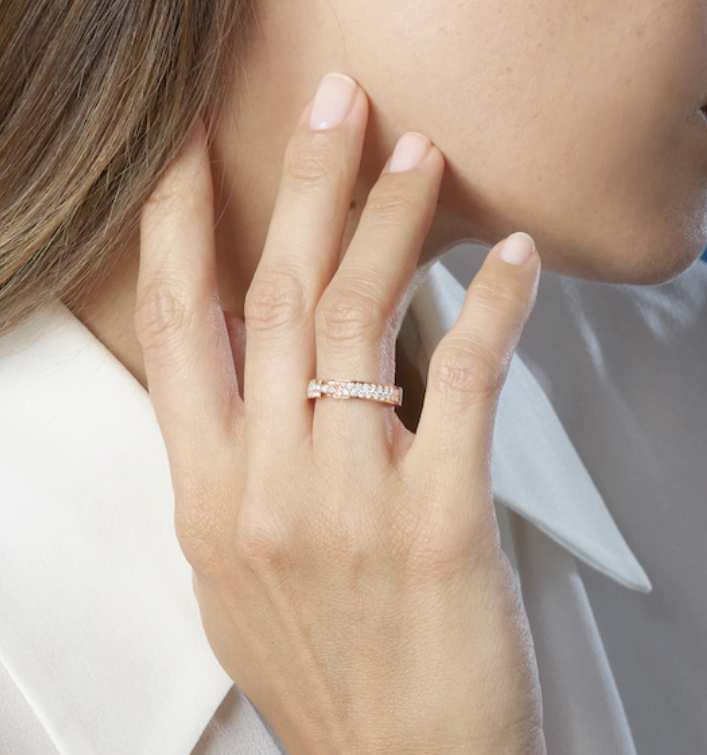 [BIJOUX]BAGUE ALLIANCE LIENS VIDENCE PAVÉE DIAMANTS 4MM