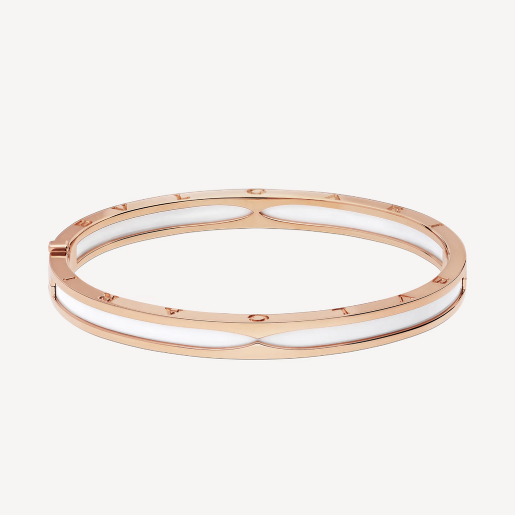 [BIJOUX]BRACELET ZERO 1 EN OR ROSE AVEC CÉRAMIQUE BLANCHE