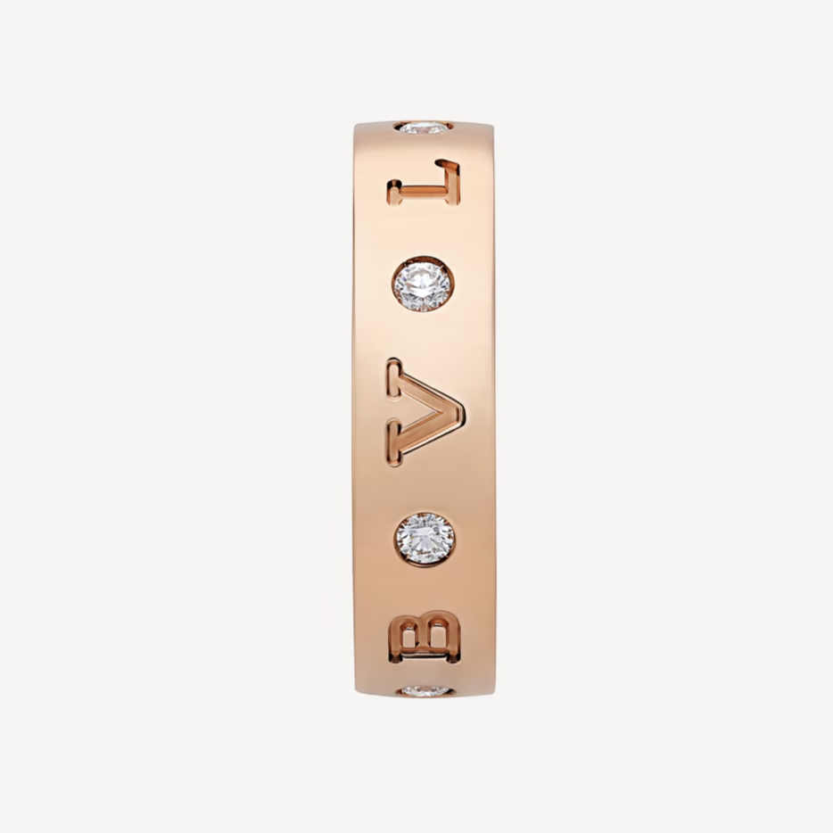 [BIJOUX]ZERO 1 ESSENTIAL PINK GOLD BAND WITH DIAMONDS RING