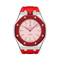 Oak Pop Orange-Red Steel Silicone Strap