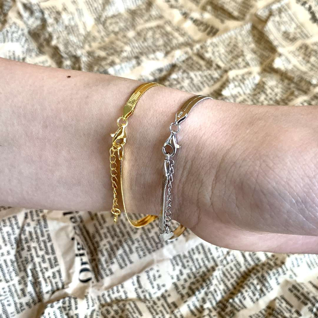 [Goodv]Flat Snake Bone Chain Blade Necklace