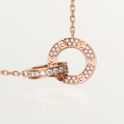 [BIJOUX]LOVE 7.6MM NECKLACE ROSE GOLD AND SILVER  FULL DIAMOND