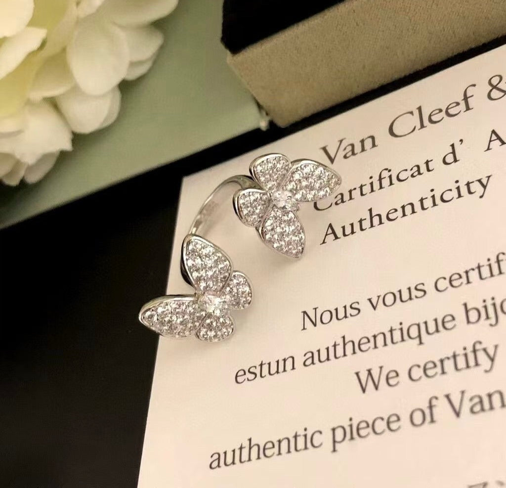 [BIJOUX]TWIN SILVER BUTTERFLY DIAMOND RING