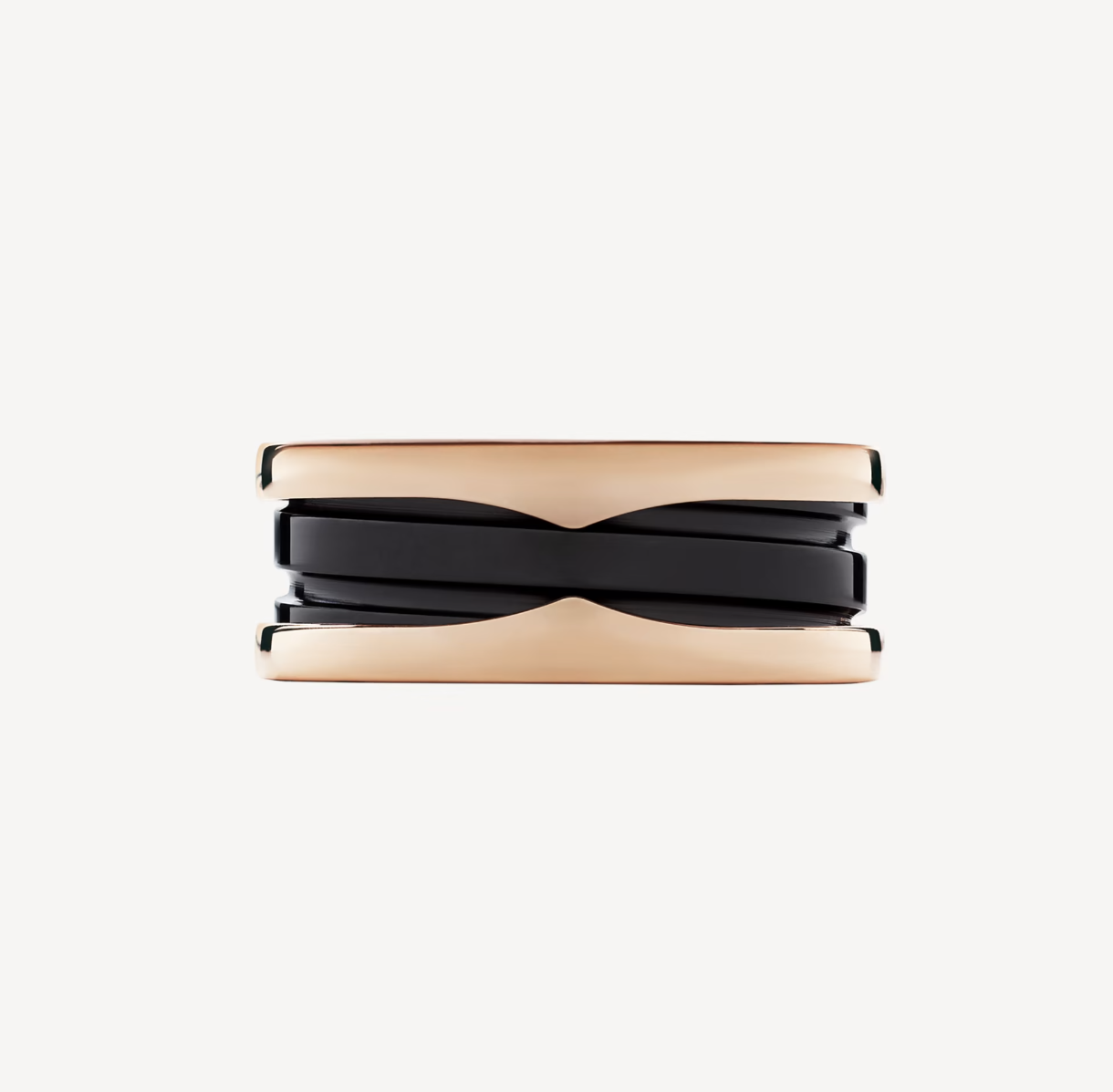 [BIJOUX]ZERO 1 TWO-BAND LOOPS AND BLACK CERAMIC PINK GOLD RING