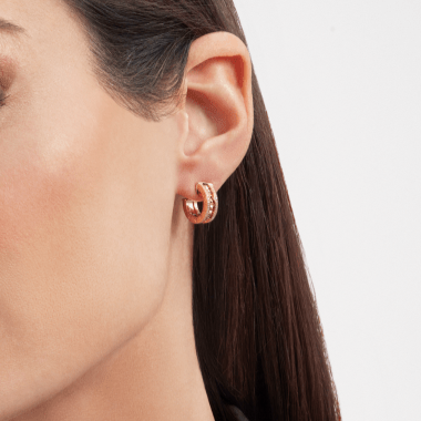[BIJOUX]ZERO 1 ROCK GOLD EARRINGS WITH STUDDED SPIRAL AND PAVED DIAMONDS