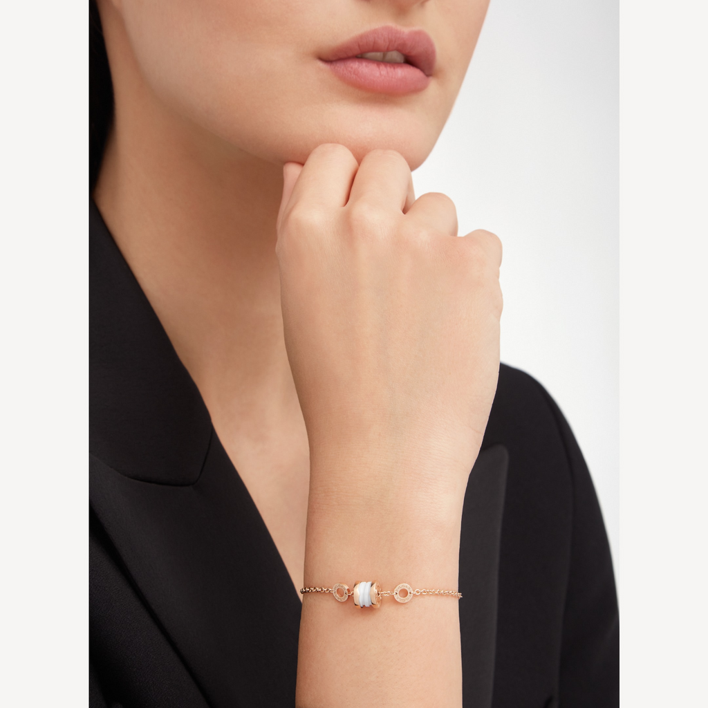 [BIJOUX]ZERO 1 SOFT PINK GOLD AND WHITE CERAMIC BRACELET