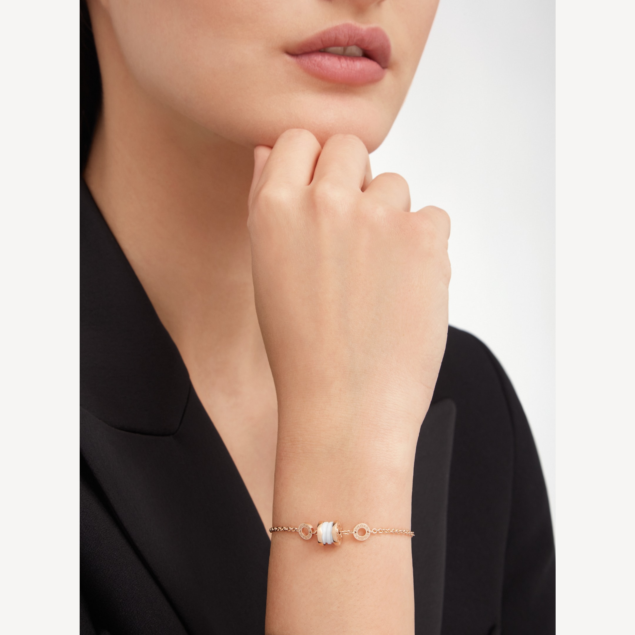 [BIJOUX]ZERO 1 SOFT PINK GOLD AND WHITE CERAMIC BRACELET