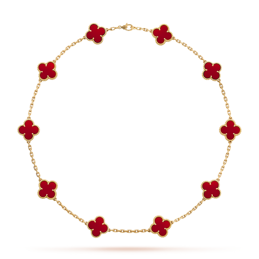 [BIJOUX]CLOVER 10 MOTIFS CARNELIAN NECKLACE