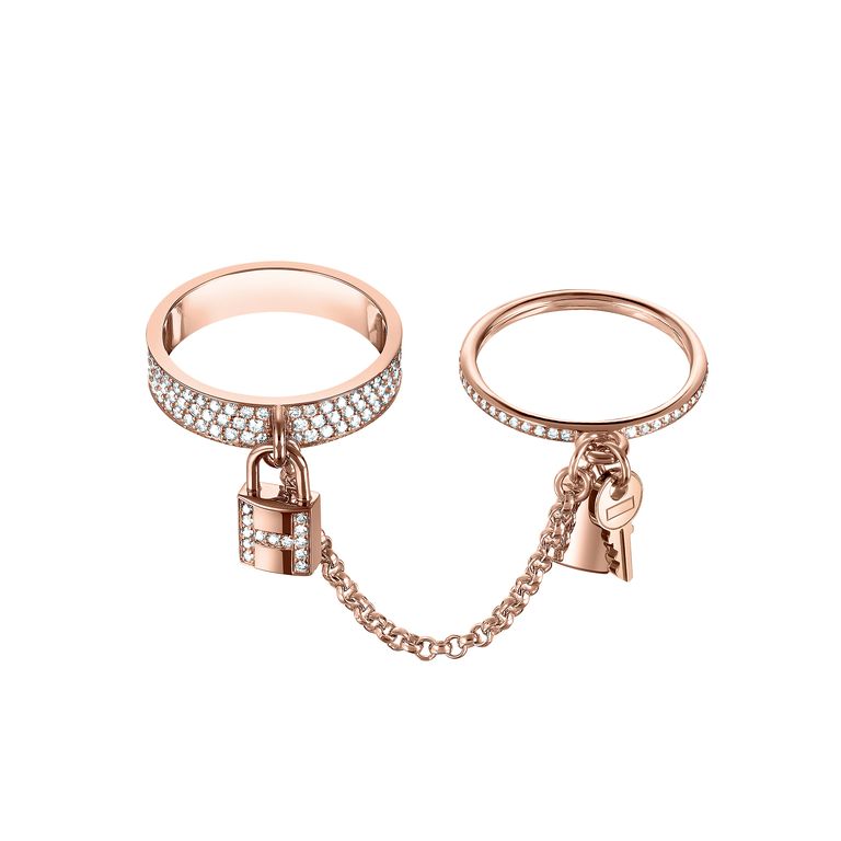 [BIJOUX]HM KELLY CLOCHETTE DOUBLE RING IN ROSE GOLD WITH DIAMONDS