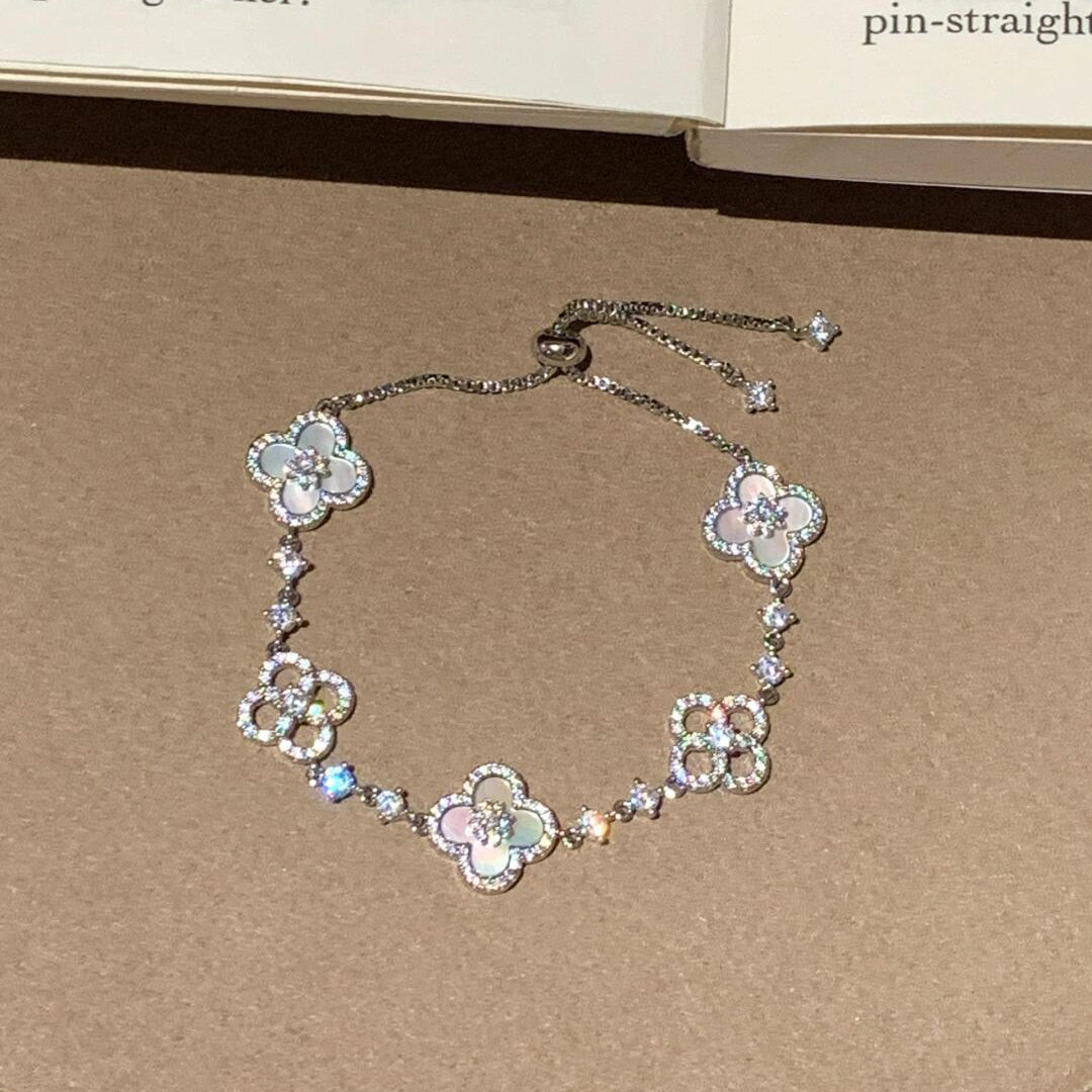 [BIJOUX] BRACELET TRÈFLE 5 MOTIFS ROSE BLEU ROUGE BLANC