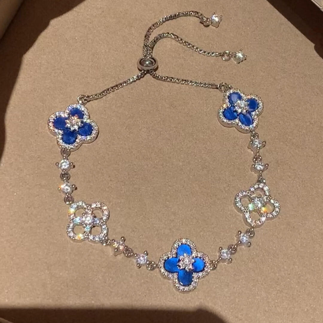 [BIJOUX] BRACELET TRÈFLE 5 MOTIFS ROSE BLEU ROUGE BLANC