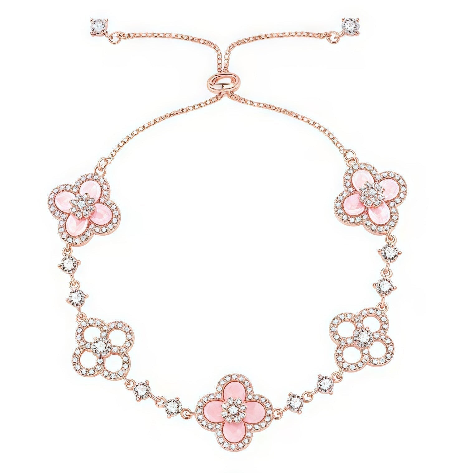 [BIJOUX] BRACELET TRÈFLE 5 MOTIFS ROSE BLEU ROUGE BLANC