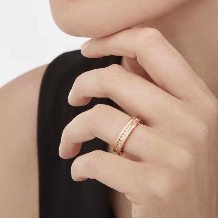 [BIJOUX]ZERO 1 BANDE UNIQUE PAVÉE DE DIAMANTS SUR L'ANNEAU SPIRALE