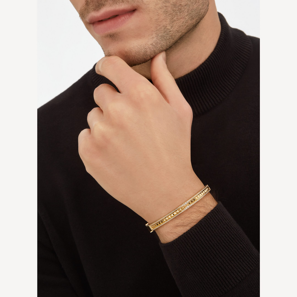 [BIJOUX]ZERO 1 SPIRAL AND PAVED DIAMOND GOLD BRACELET
