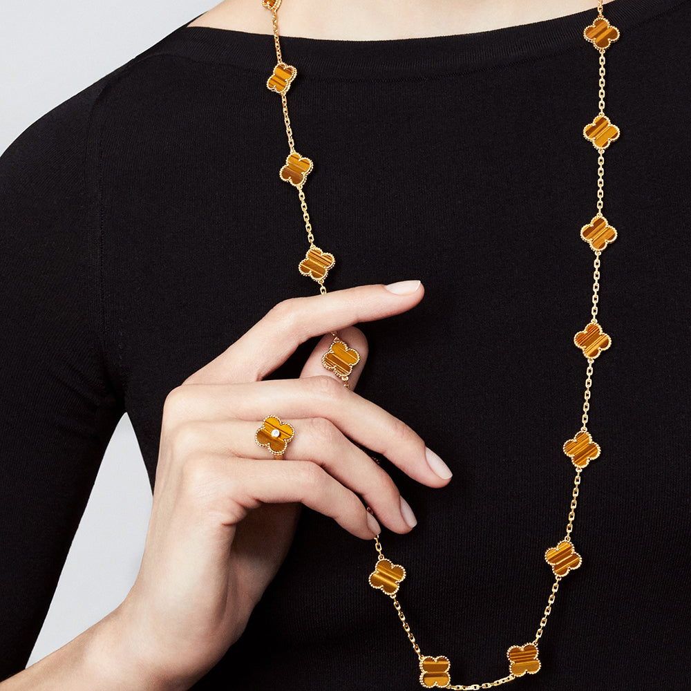 [BIJOUX]CLOVER 20 MOTIFS ŒIL DE TIGRE OR ROSE