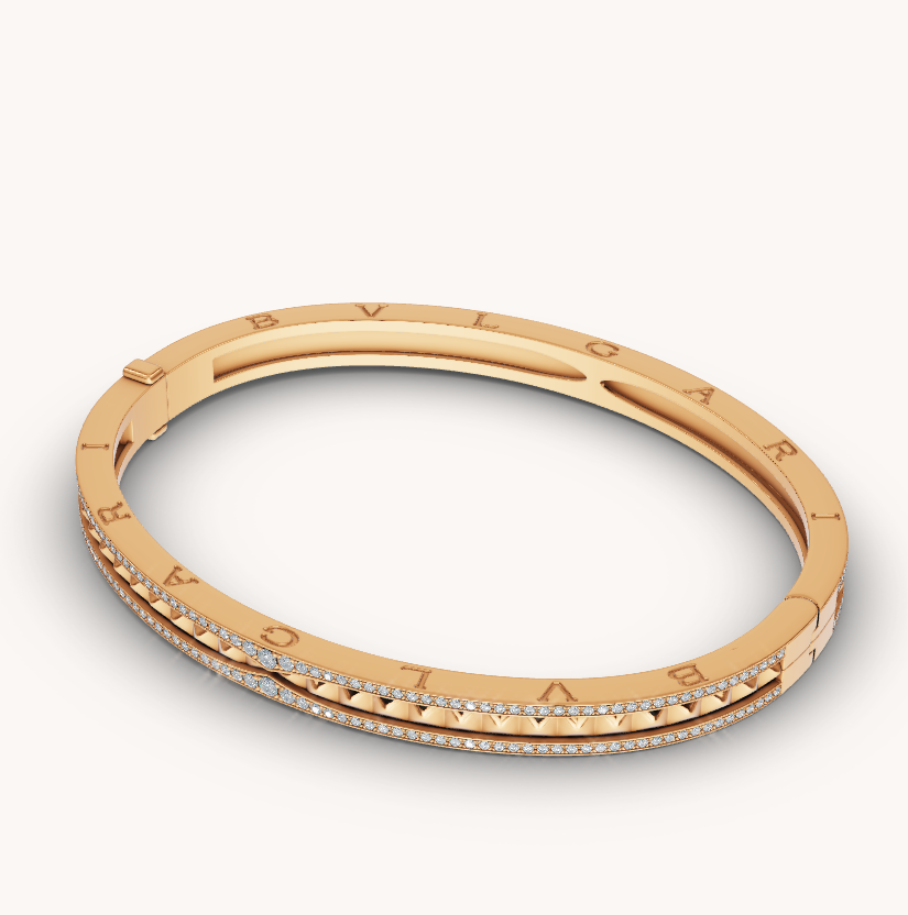 [BIJOUX]ZERO 1 SPIRAL AND PAVED DIAMOND GOLD BRACELET