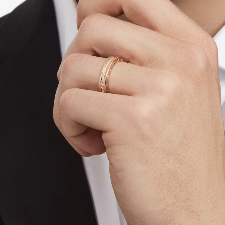 [BIJOUX]ZERO 1 BANDE UNIQUE PAVÉE DE DIAMANTS SUR L'ANNEAU SPIRALE