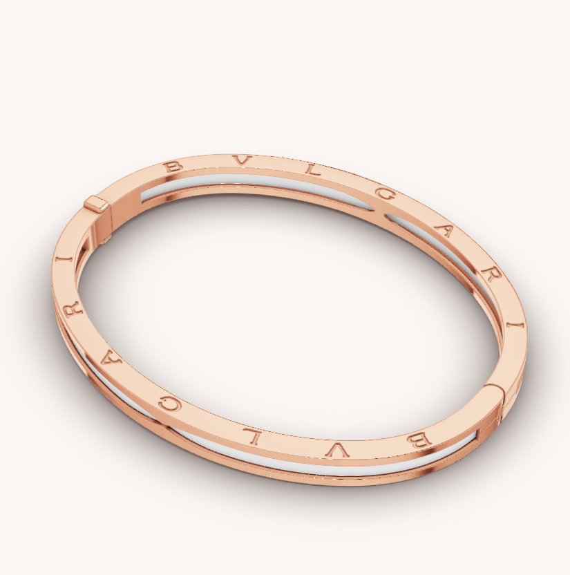 [BIJOUX]BRACELET ZERO 1 EN OR ROSE AVEC CÉRAMIQUE BLANCHE