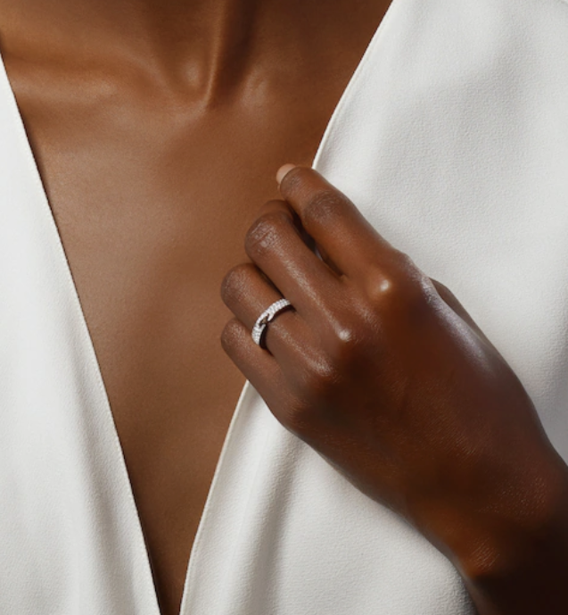 [BIJOUX]BAGUE ALLIANCE LIENS VIDENCE PAVÉE DIAMANTS 4MM