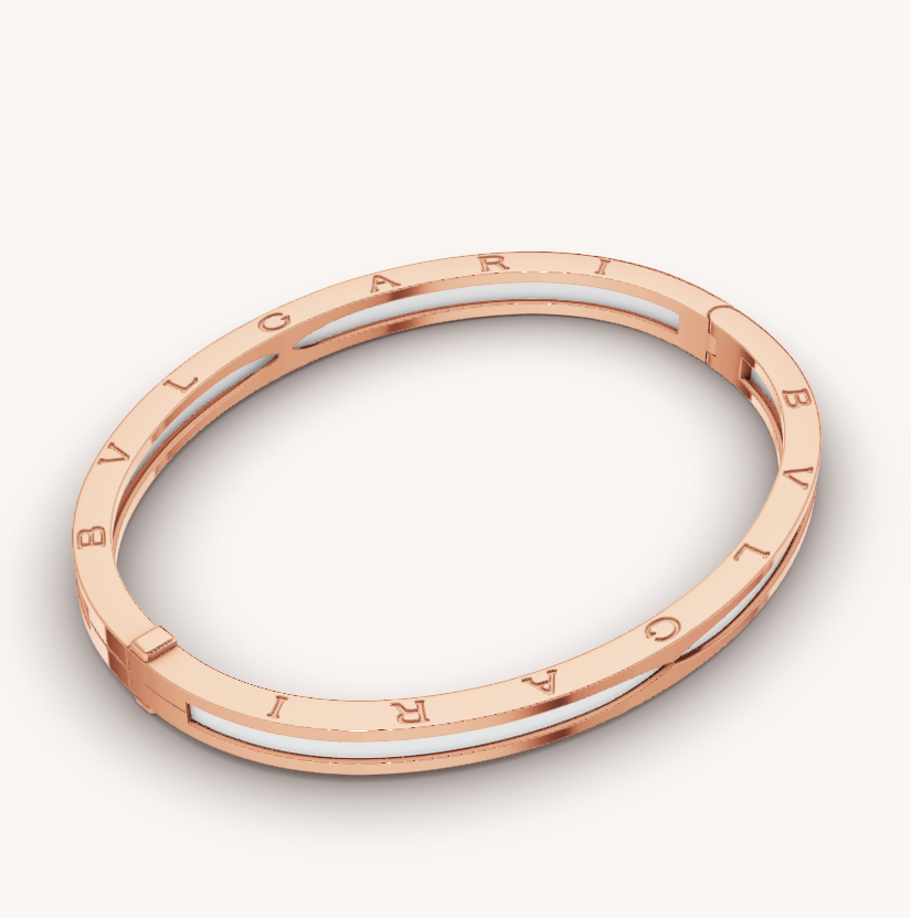 [BIJOUX]BRACELET ZERO 1 EN OR ROSE AVEC CÉRAMIQUE BLANCHE