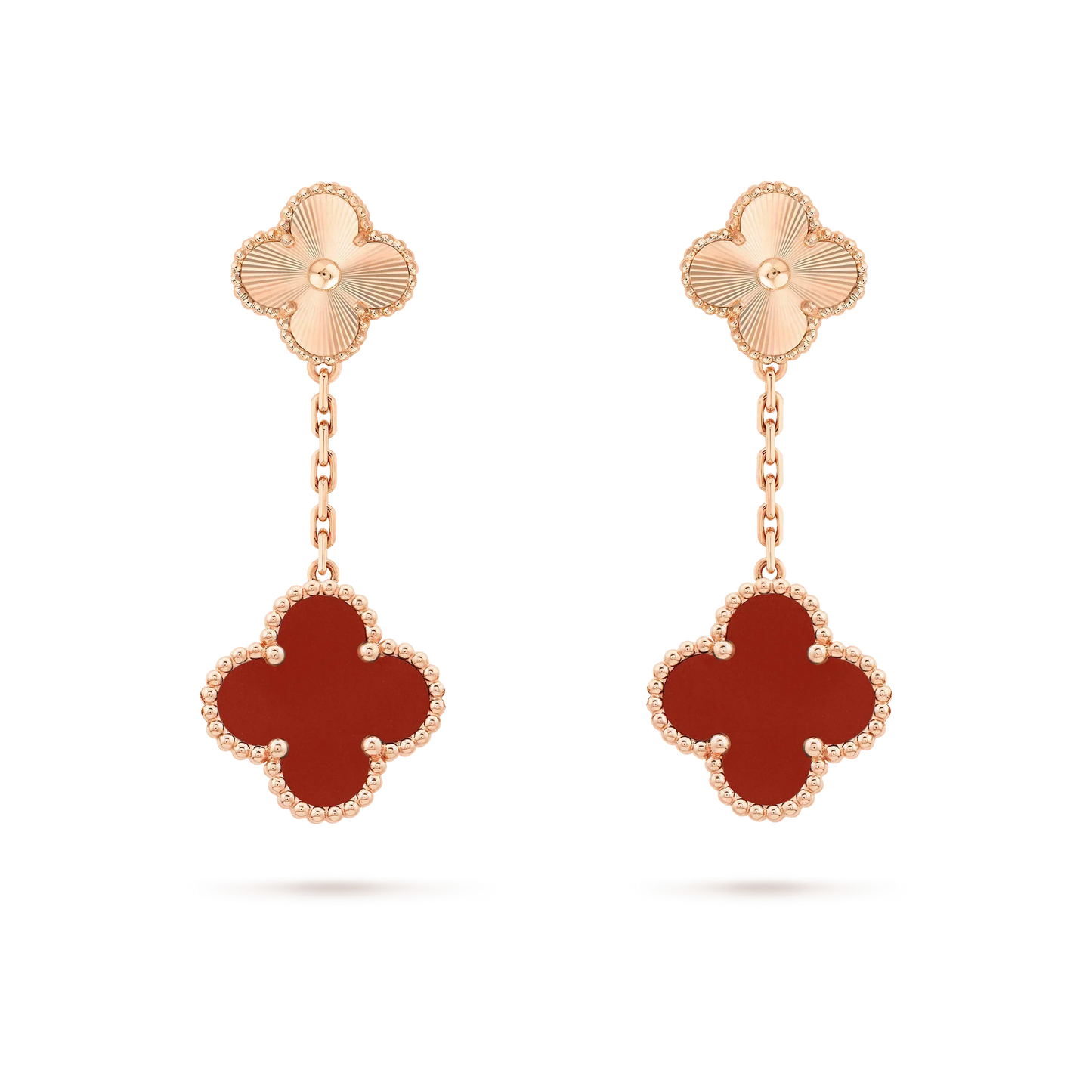 [BIJOUX]CLOVER 2 MOTIF  LASER CARNELIAN EARRINGS