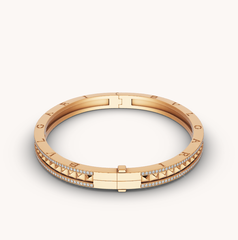 [BIJOUX]ZERO 1 SPIRAL AND PAVED DIAMOND GOLD BRACELET