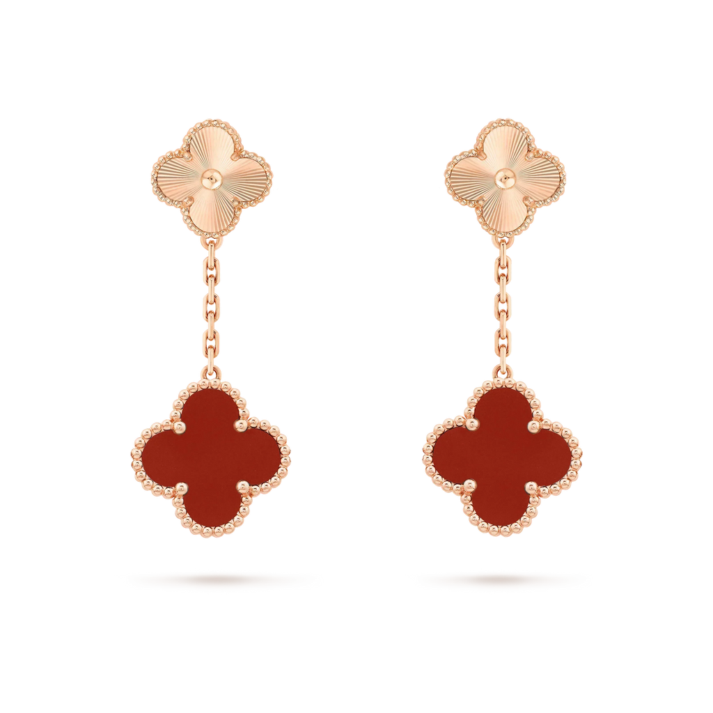[Topon]CLOVER 2 MOTIF  LASER CARNELIAN EARRINGS