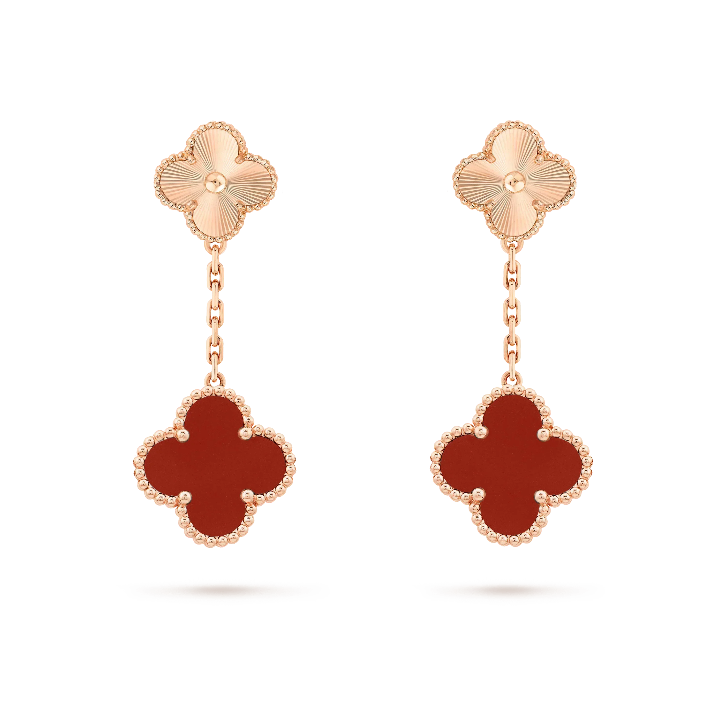 [Topon]CLOVER 2 MOTIF  LASER CARNELIAN EARRINGS