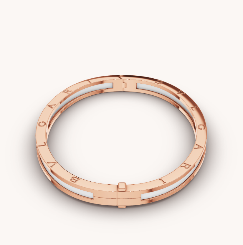 [BIJOUX]BRACELET ZERO 1 EN OR ROSE AVEC CÉRAMIQUE BLANCHE