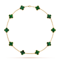 [BIJOUX]CLOVER 10 MOTIFS MALACHITE NECKLACE