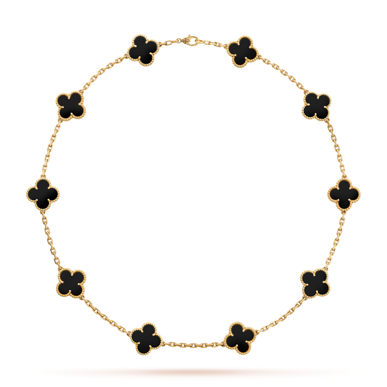 [BIJOUX] COLLIER TRÈFLE 10 MOTIFS ONYX
