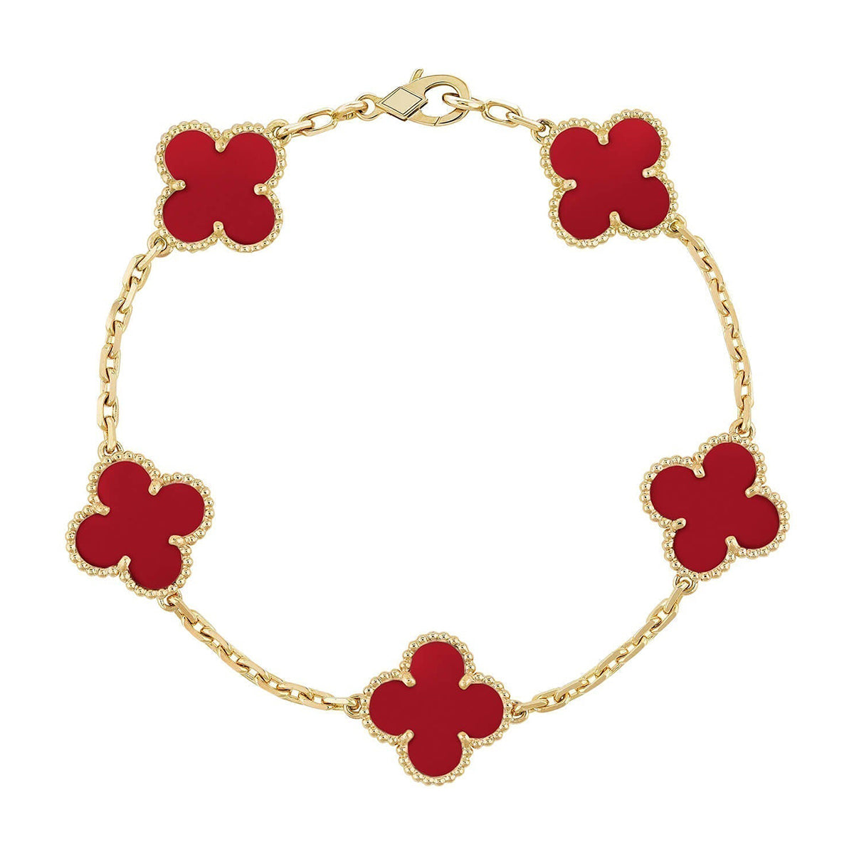 [Topon] CLOVER 5 MOTIF RED CORNELIAN BRACELET COLLECTION