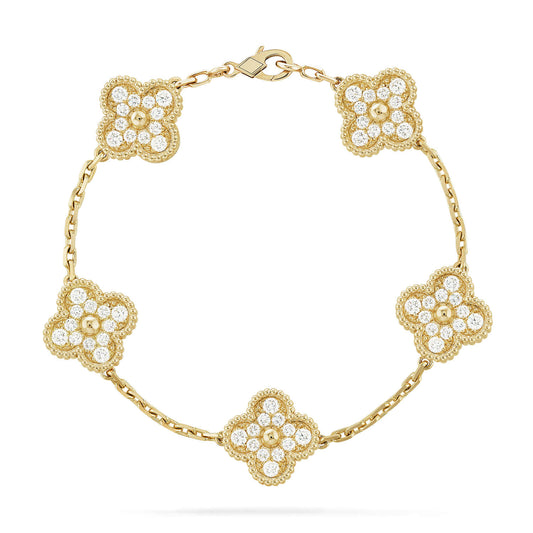 [Topon] CLOVER 5 MOTIF FULL DIAMOND BRACELET COLLECTION