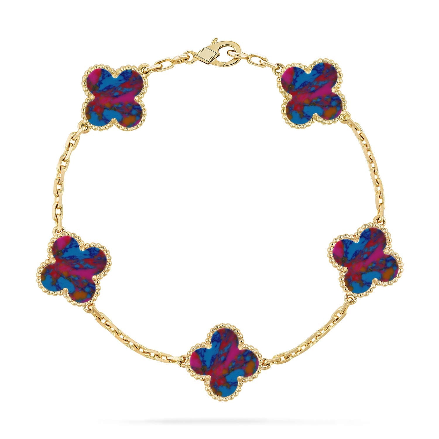 [Topon]CLOVER 5 MOTIF COLOR GEMSTONES BRACELET COLLECTION