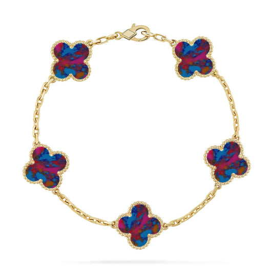 [Topon]CLOVER 5 MOTIF COLOR GEMSTONES BRACELET COLLECTION