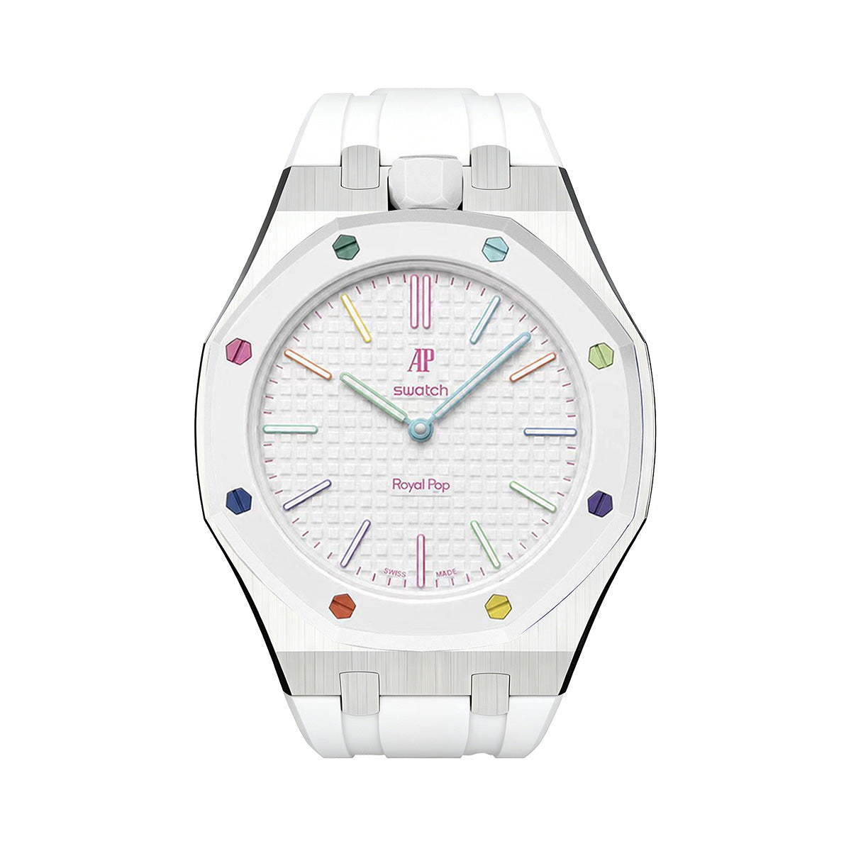 Oak Pop White Steel Silicone Strap
