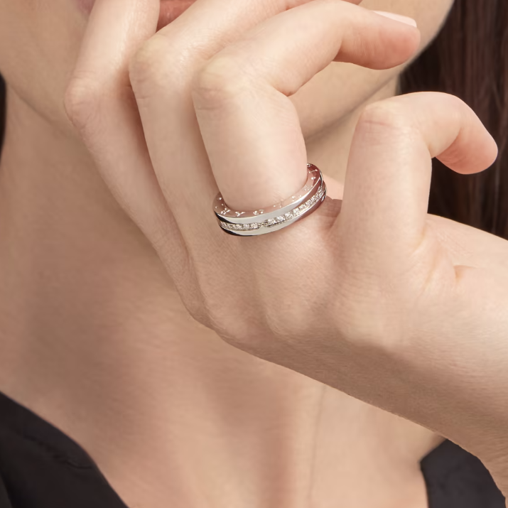 [BIJOUX]ZERO 1 BANDE UNIQUE PAVÉE DE DIAMANTS SUR L'ANNEAU SPIRALE