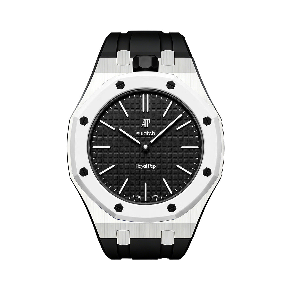 Oak Pop Black Steel Silicone Strap