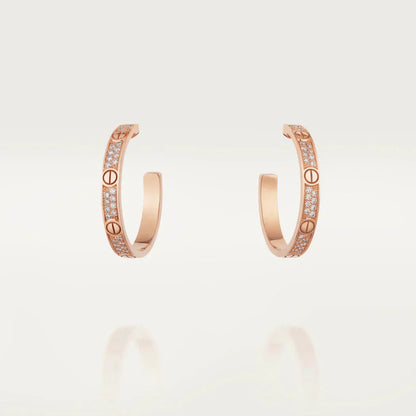 [BIJOUX]LOVE DIAMOND PINK GOLD HOOP EARRINGS