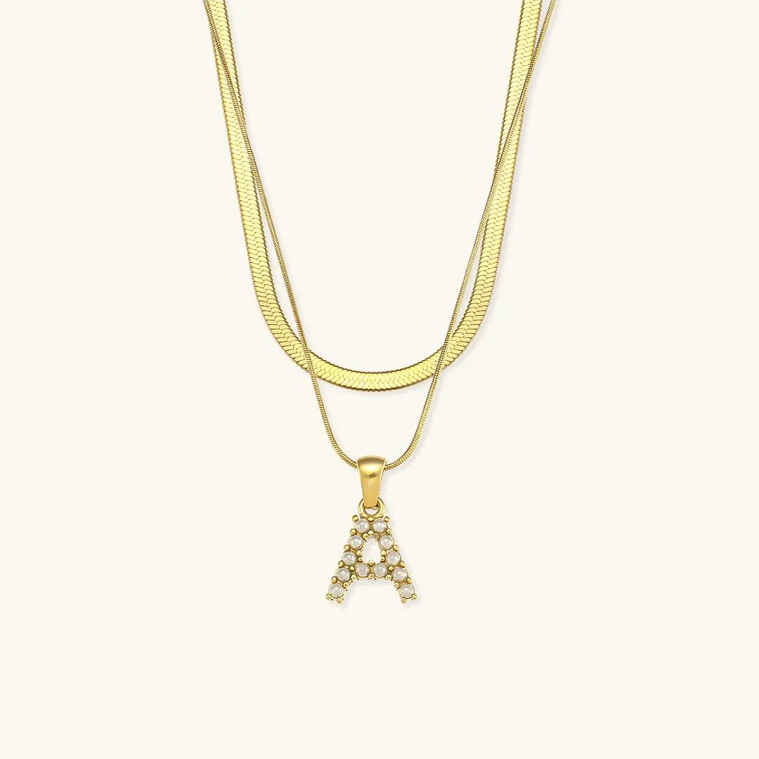 [Topon]Fiona Layered Gold Initial Letter Necklace