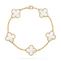 [BIJOUX]BRACELET NACRE BLANCHE À 5 MOTIFS TRÈFLE