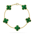 [BIJOUX]BRACELET MALACHITE TRÈFLE 5 MOTIFS